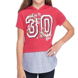 Beautees Varsity Layered Hoodie Top